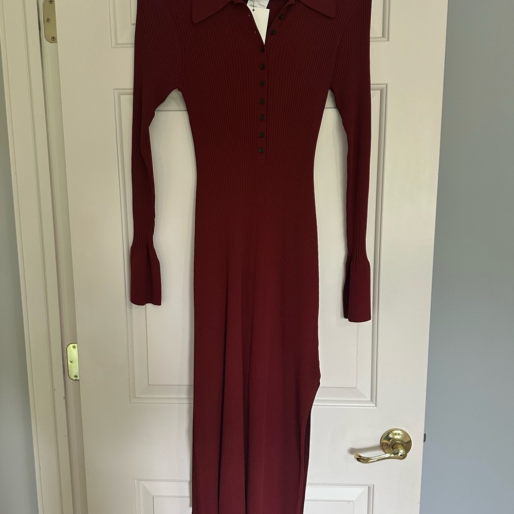 A.L.C. Red Sheath Dress with Bell Sleeves